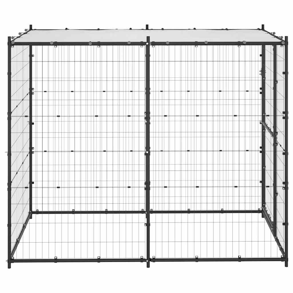 Gabbia per Cani da Esterno in Acciaio con Tetto 110x220x180 cm | homemem39