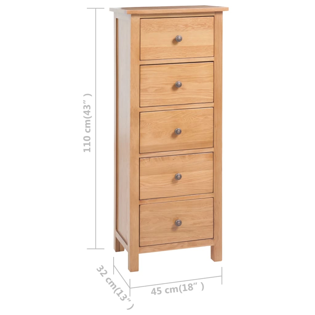 Cassettiera Alta 45x32x110 cm in Legno Massello di Rovere | homemem39