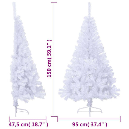 Albero di Natale Artificiale Metà con Supporto Bianco 150cm PVC