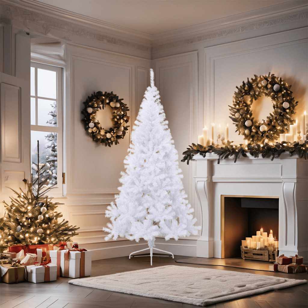 Albero di Natale Artificiale Metà con Supporto Bianco 180cm PVC