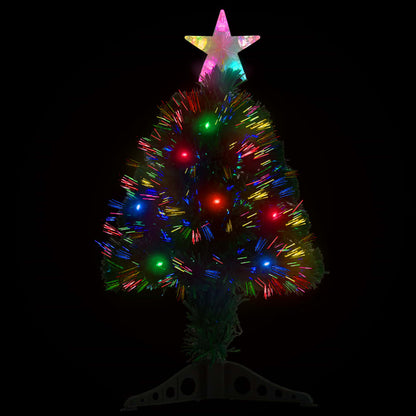 Albero di Natale Preilluminato con Supporto e LED 64 cm Fibra Ottica