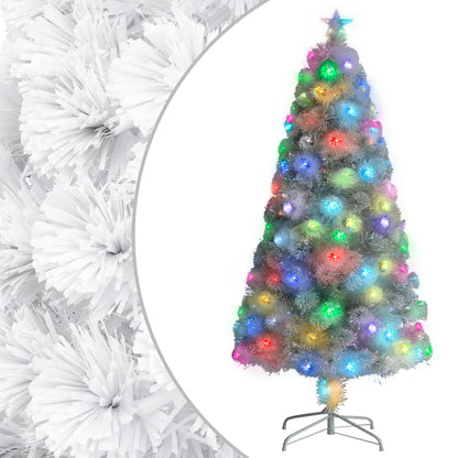 Albero Natale Preilluminato Bianco 120 cm in Fibra Ottica