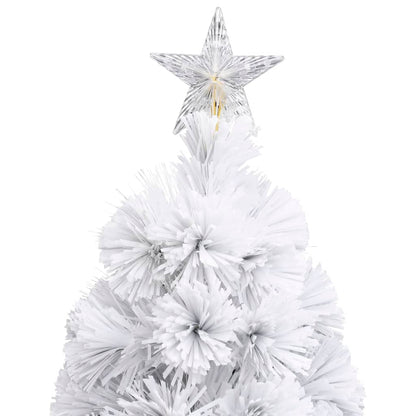 Albero Natale Preilluminato Bianco 180 cm in Fibra Ottica