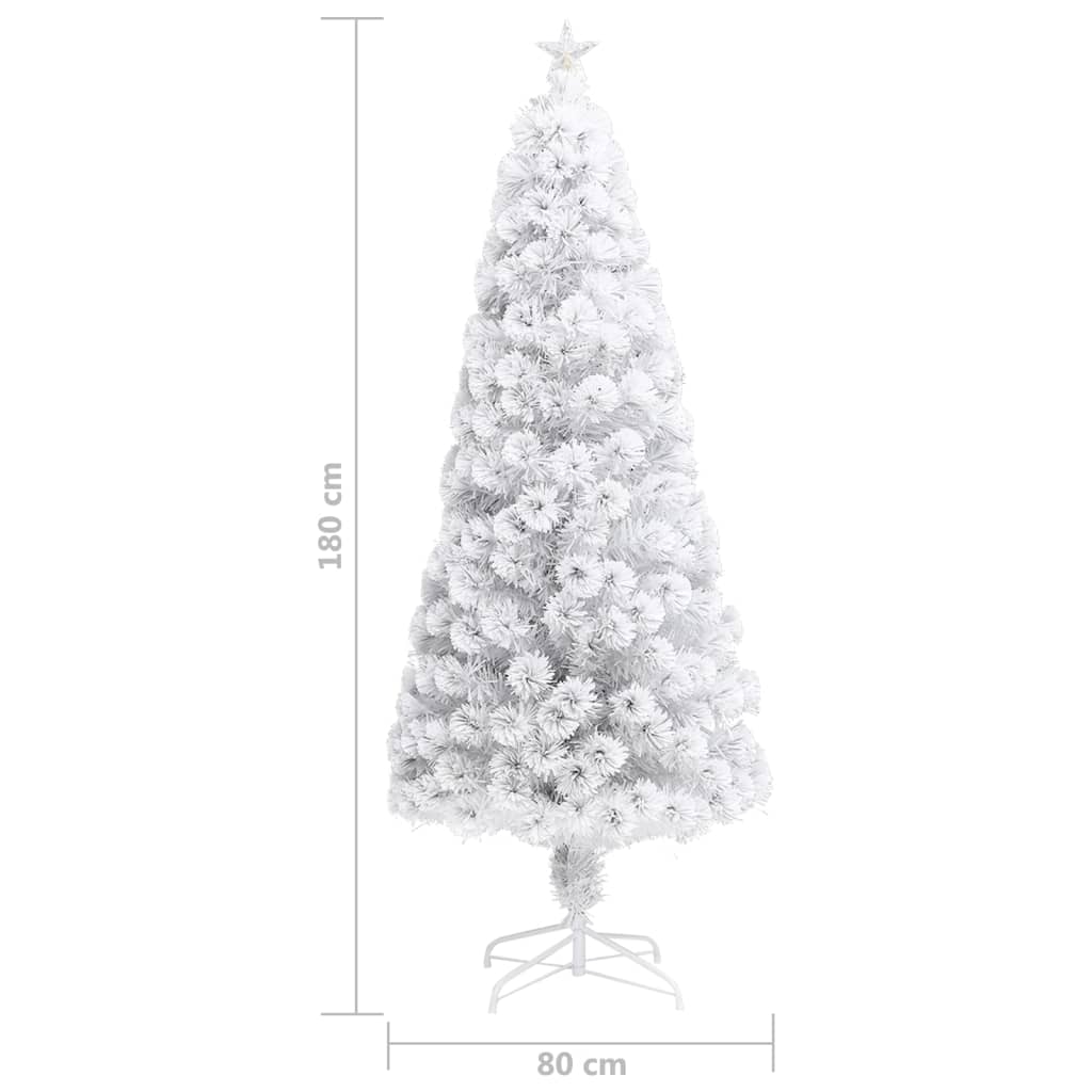 Albero Natale Preilluminato Bianco 180 cm in Fibra Ottica