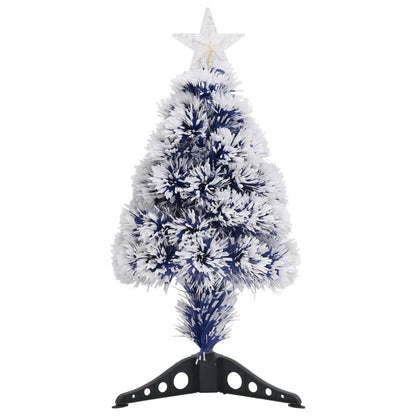 Albero Natale Preilluminato Bianco e Blu 64 cm in Fibra Ottica