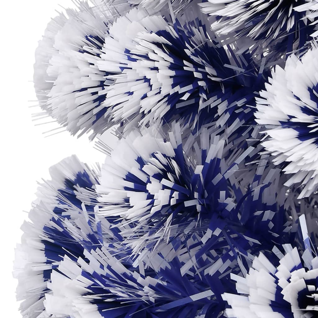 Albero Natale Preilluminato Bianco e Blu 64 cm in Fibra Ottica