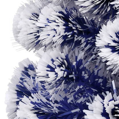 Albero Natale Preilluminato Bianco e Blu 64 cm in Fibra Ottica