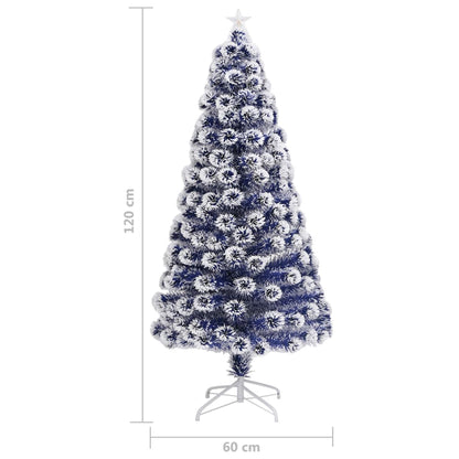Albero Natale Preilluminato Bianco e Blu 120 cm in Fibra Ottica