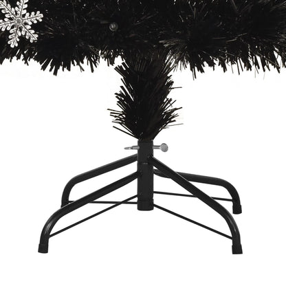 Albero Natale con Fiocchi di Neve a LED Nero 240cm Fibra Ottica