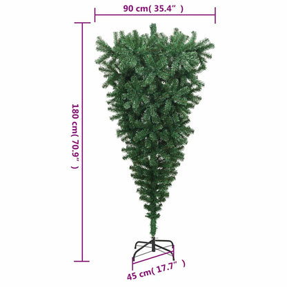 Albero di Natale Artificiale Capovolto con Supporto Verde 180 cm PVC