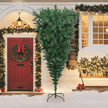 Albero di Natale Capovolto con Supporto Verde 240 cm in PVC