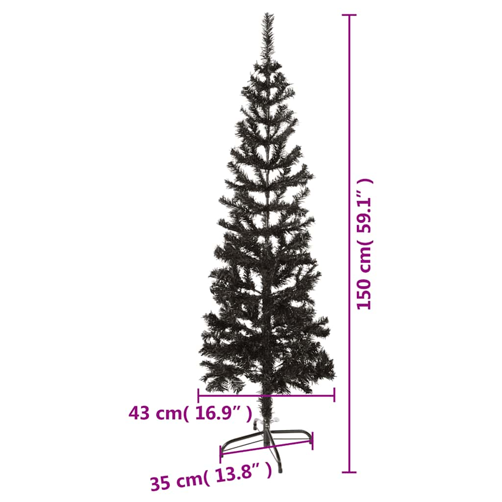 Albero di Natale Sottile Nero 150 cm