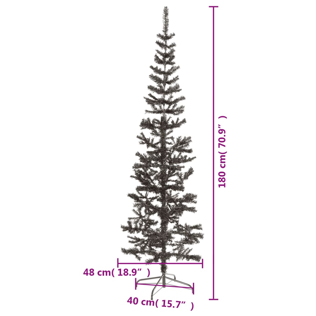 Albero di Natale Sottile Nero 180 cm