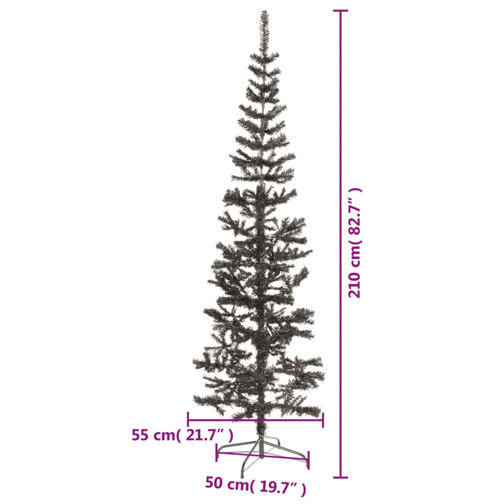 Albero di Natale Sottile Nero 210 cm