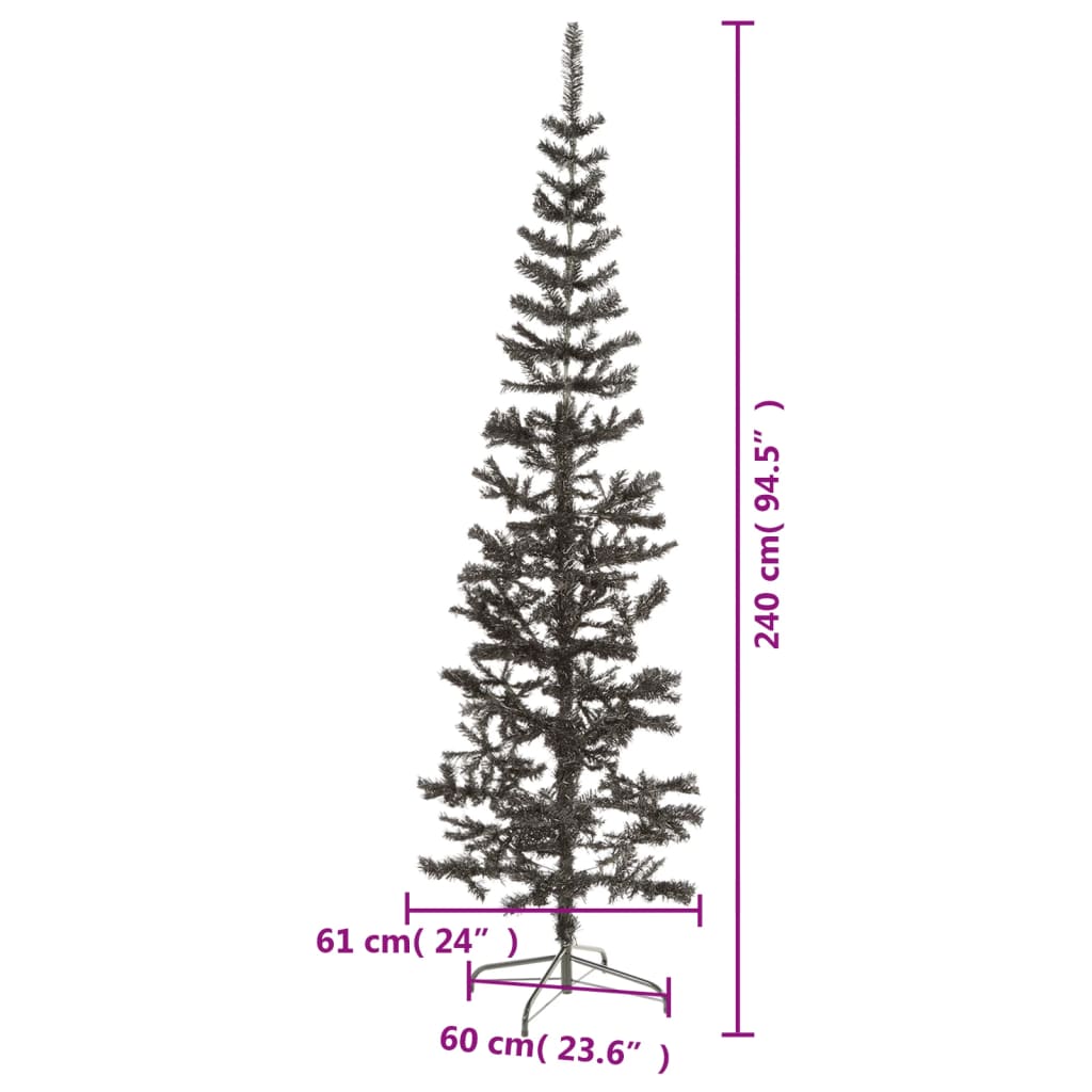 Albero di Natale Sottile Nero 240 cm