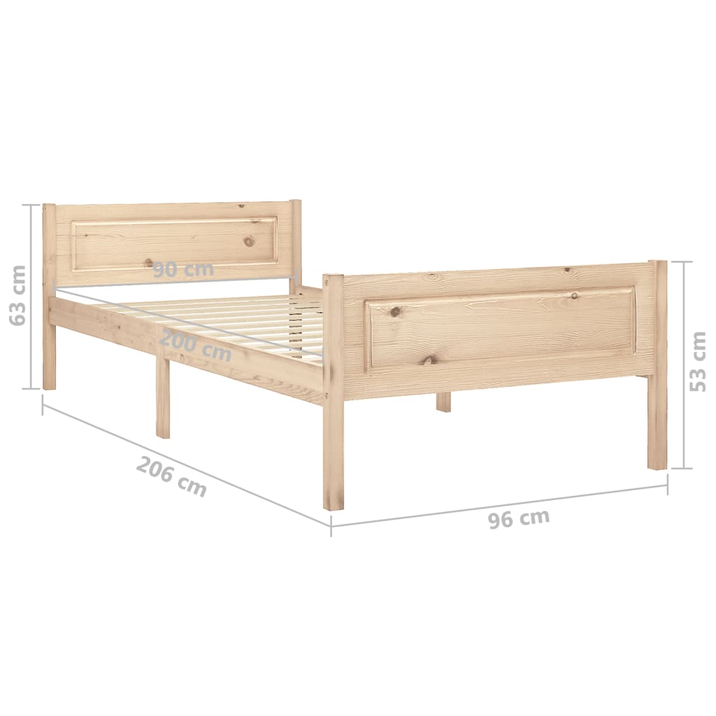 Giroletto senza Materasso 90x200 cm in Legno Massello di Pino | homemem39