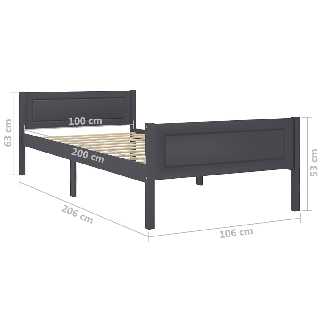 Giroletto Grigio in Legno Massello di Pino 100x200 cm | homemem39