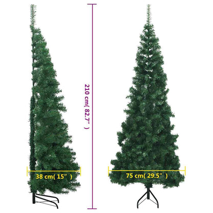 Albero di Natale Artificiale ad Angolo con Supporto Verde 210 cm PVC