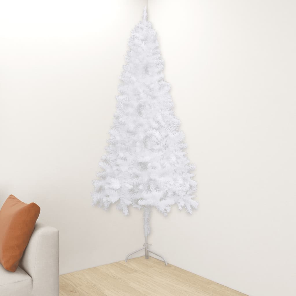 Albero di Natale Artificiale ad Angolo Bianco 210 cm PVC