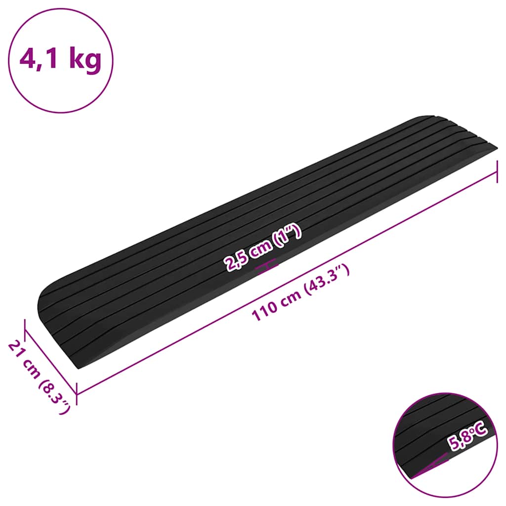 Rampe per Soglia 2 pz 110x21x2,5 cm in Gomma | homemem39