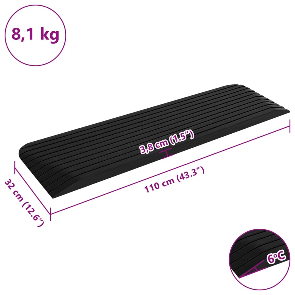 Rampa per Soglia 110x41x5 cm in Gomma | homemem39