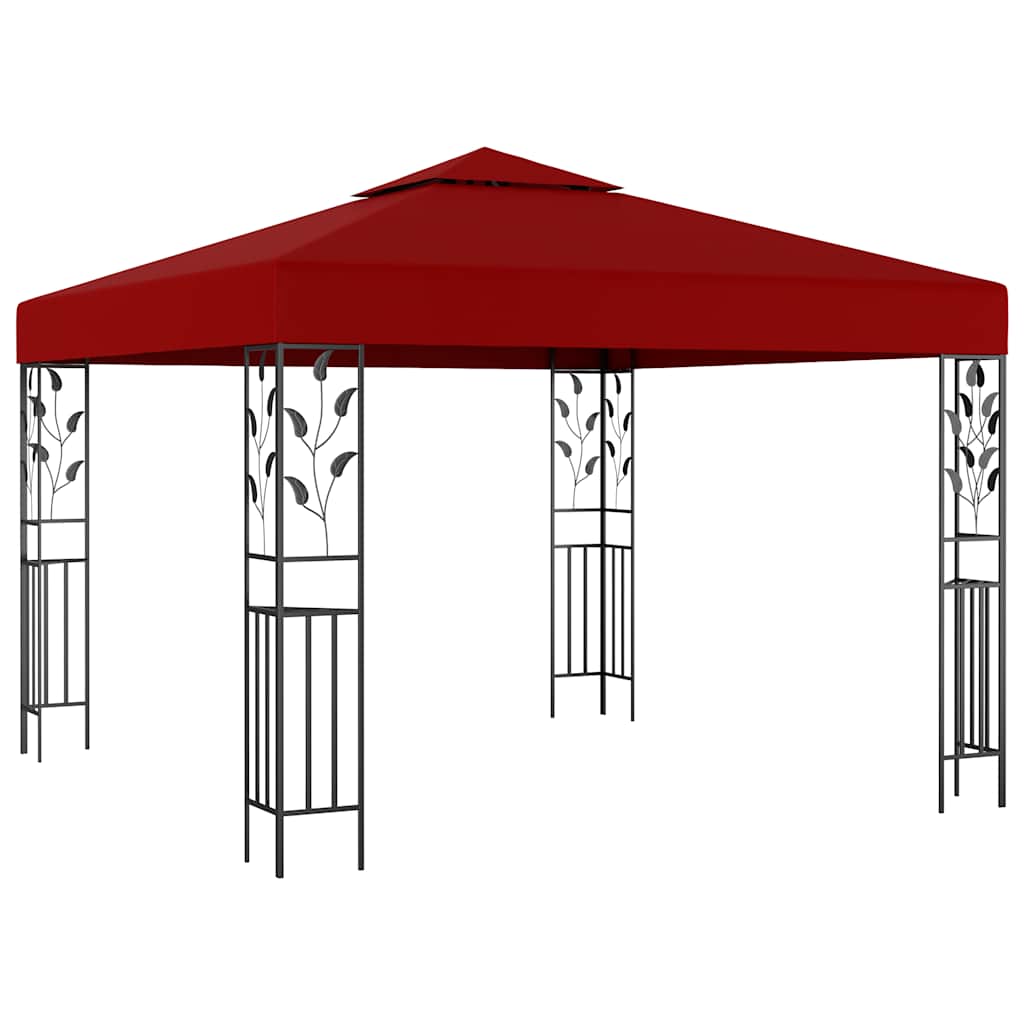 Gazebo con Stringa di Luci LED 3x3 m Rosso Vino | homemem39