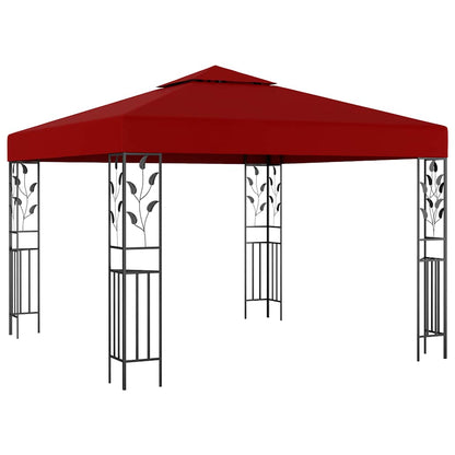 Gazebo con Stringa di Luci LED 3x3 m Rosso Vino | homemem39
