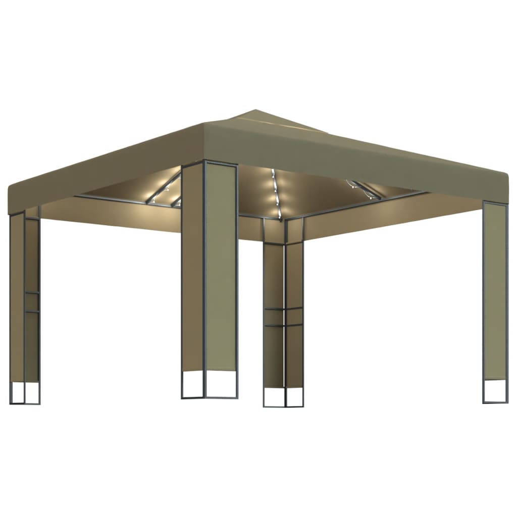 Gazebo con Tetto Doppio e Luci LED 3x3x2,7 m Grigio Talpa | homemem39