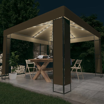 Gazebo con Tetto Doppio e Luci LED 3x3x2,7 m Grigio Talpa | homemem39