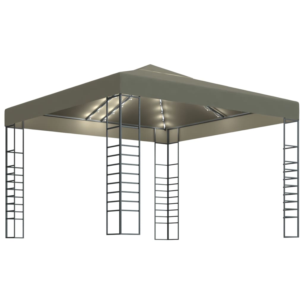 Gazebo con Luci LED a Stringa 3x3 m Grigio Talpa | homemem39