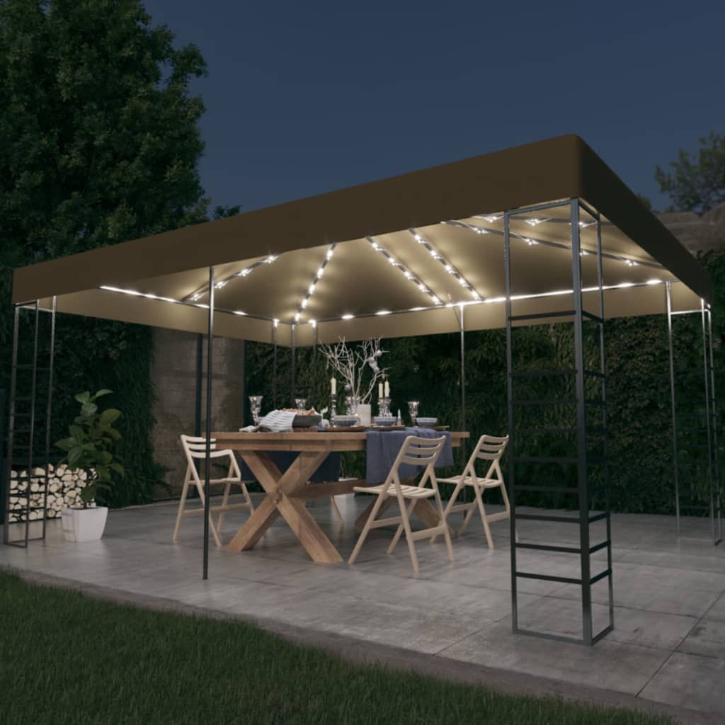 Gazebo con Luci LED a Stringa 3x4 m Grigio Talpa | homemem39
