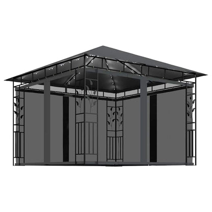 Gazebo con Zanzariera e Luci LED 3x3x2,73 m Antracite | homemem39
