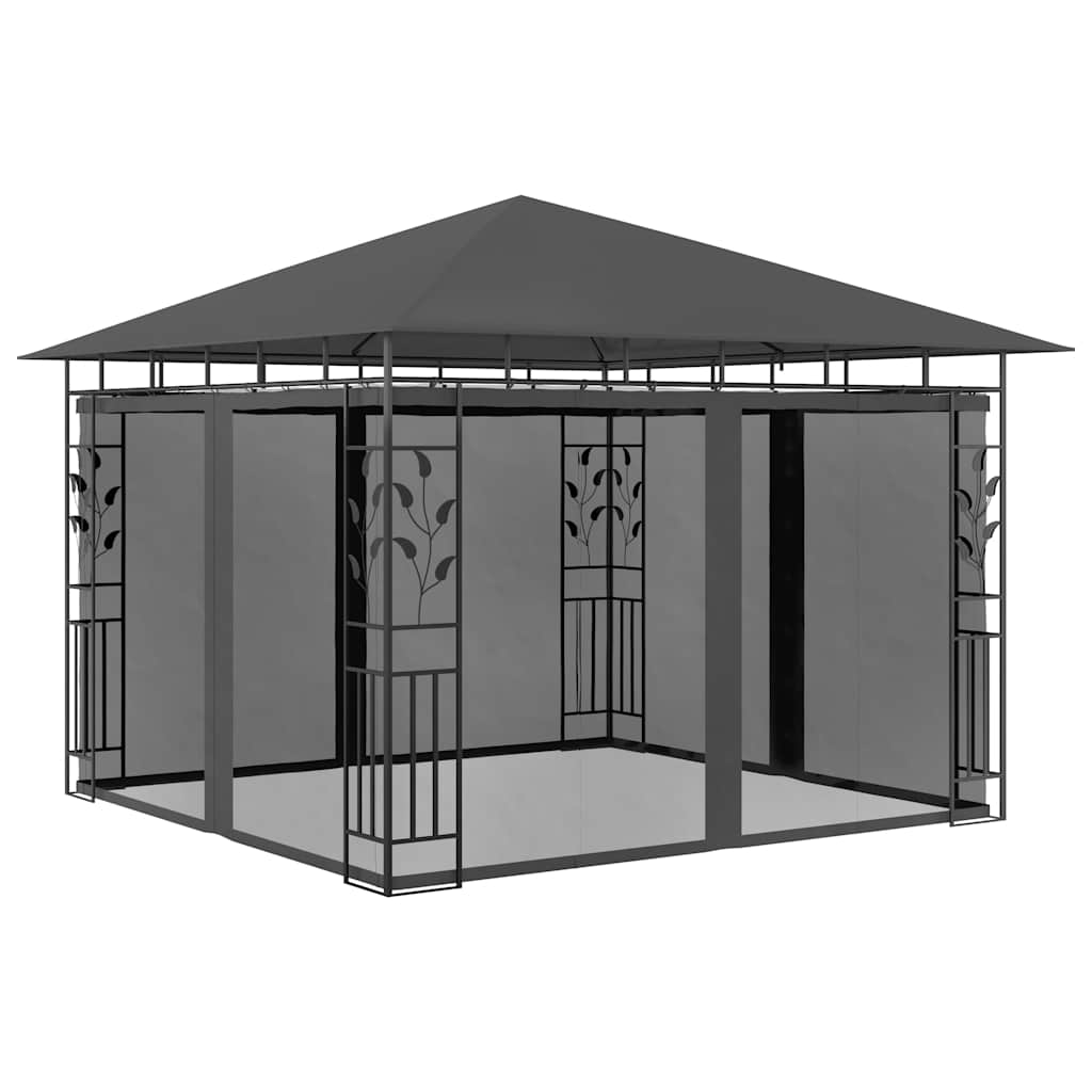Gazebo con Zanzariera e Luci LED 3x3x2,73 m Antracite | homemem39