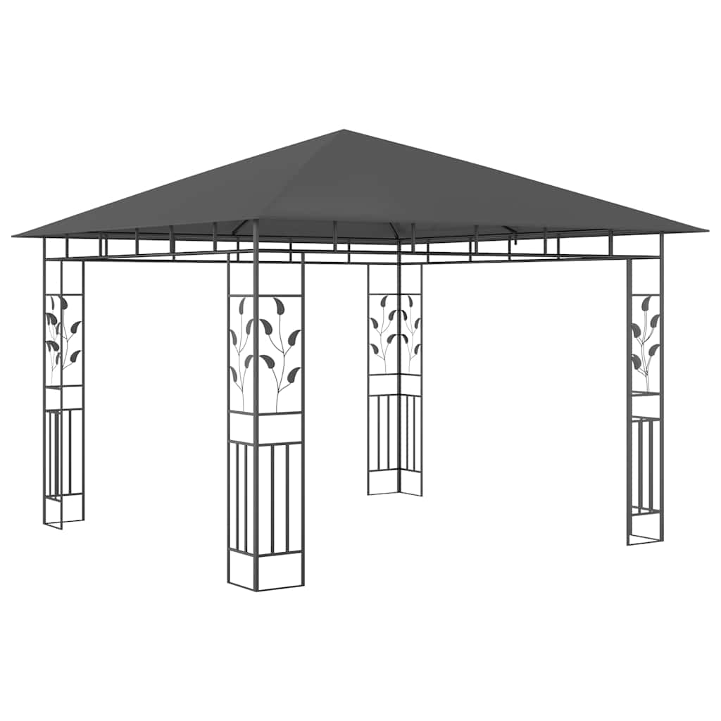Gazebo con Zanzariera e Luci LED 3x3x2,73 m Antracite | homemem39