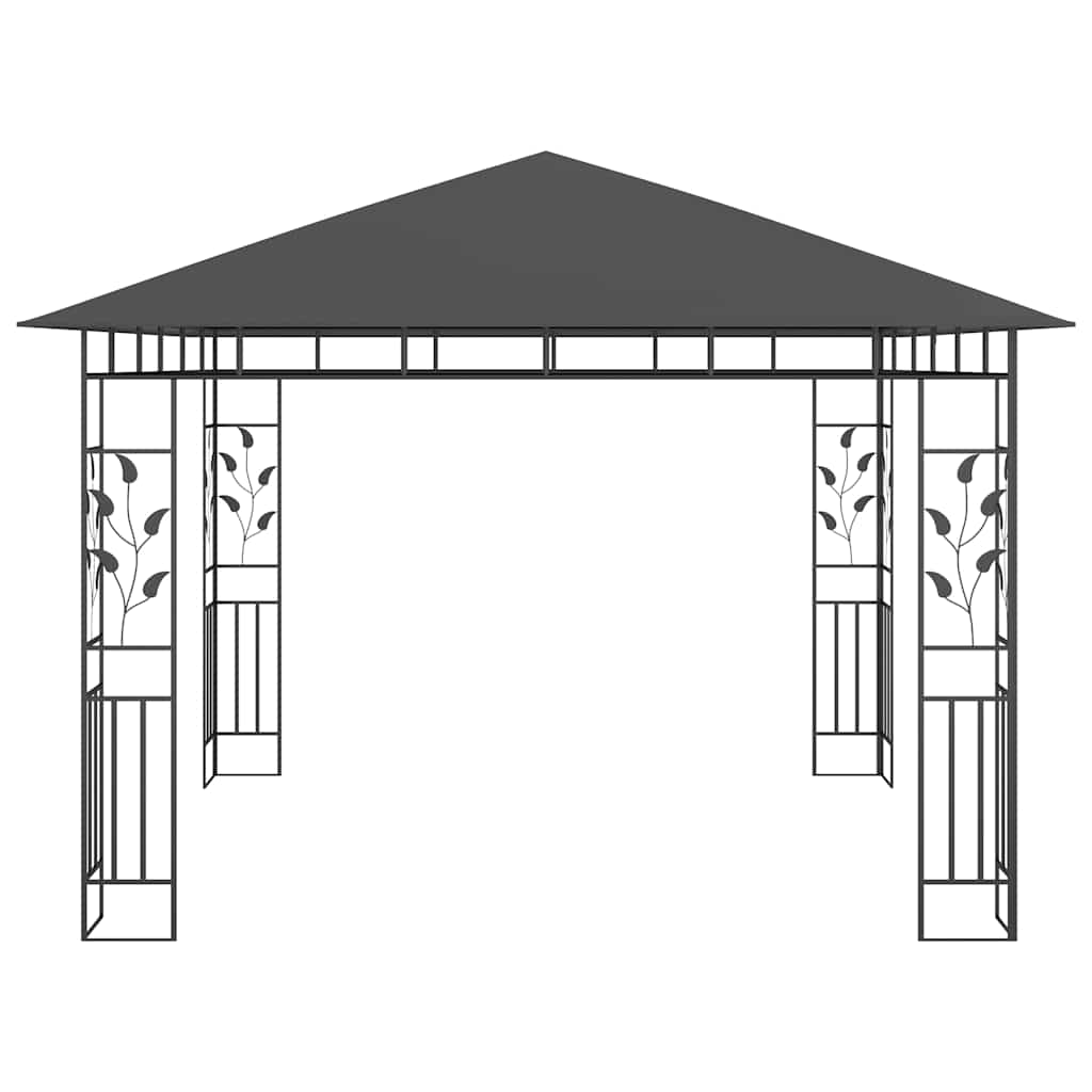Gazebo con Zanzariera e Luci LED 3x3x2,73 m Antracite | homemem39