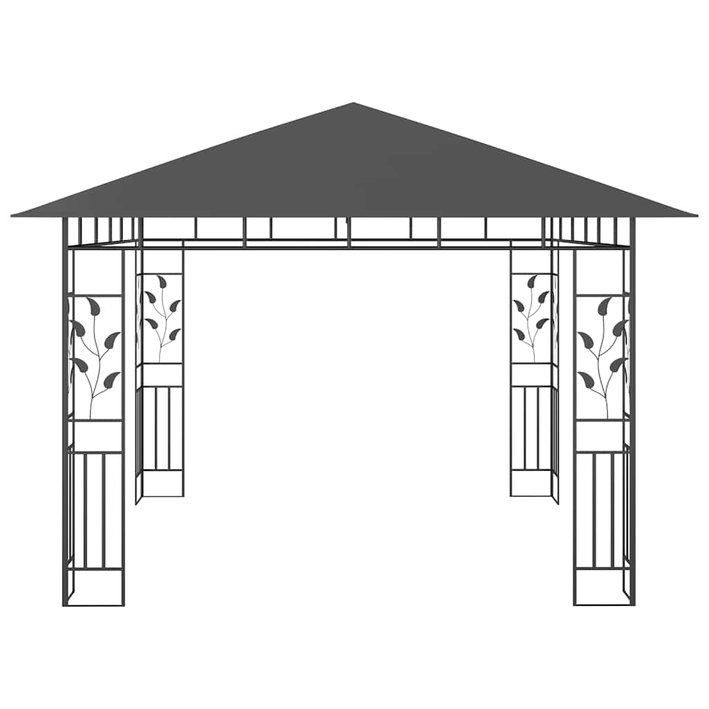 Gazebo con Zanzariera e Luci LED 3x3x2,73 m Antracite | homemem39