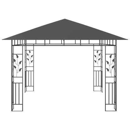 Gazebo con Zanzariera e Luci LED 3x3x2,73 m Antracite | homemem39