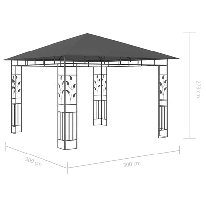 Gazebo con Zanzariera e Luci LED 3x3x2,73 m Antracite | homemem39