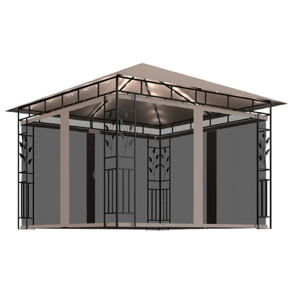 Gazebo con Zanzariera Luci LED 3x3x2,73 m Grigio Talpa | homemem39