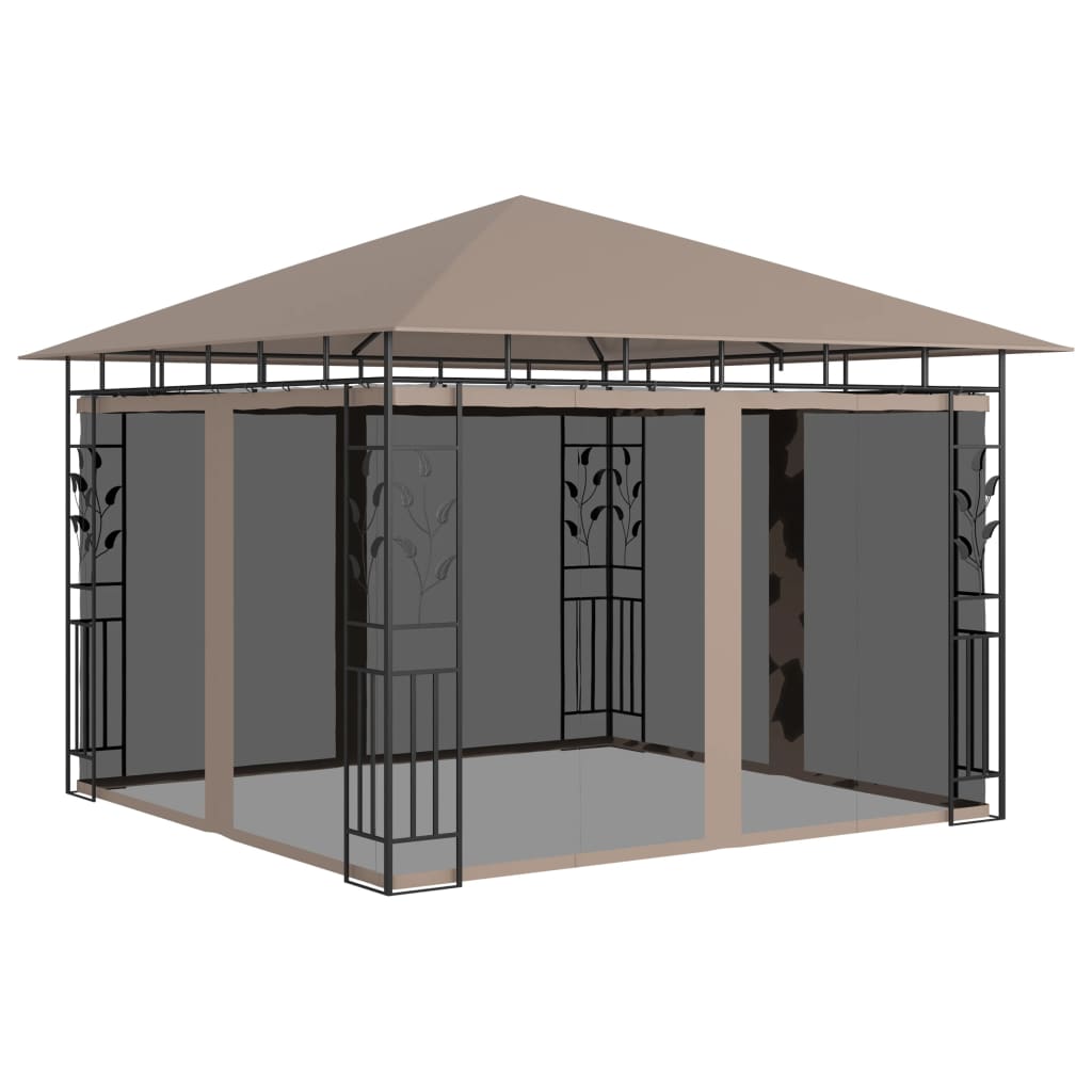 Gazebo con Zanzariera Luci LED 3x3x2,73 m Grigio Talpa | homemem39