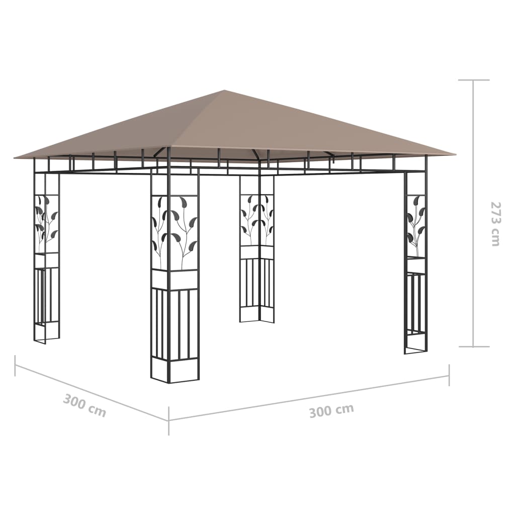 Gazebo con Zanzariera Luci LED 3x3x2,73 m Grigio Talpa | homemem39