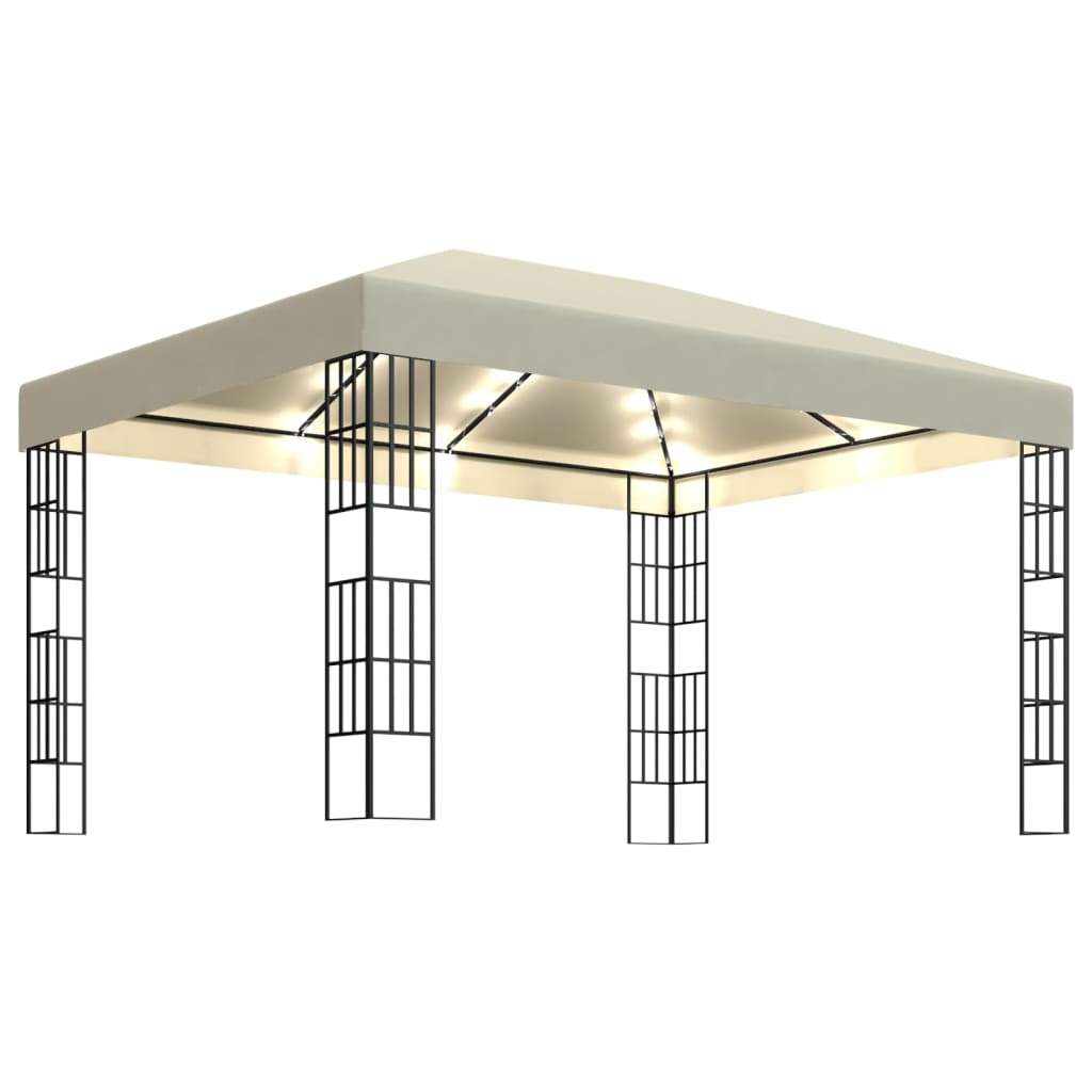 Gazebo con Stringa di Luci LED 3x4 m Crema | homemem39
