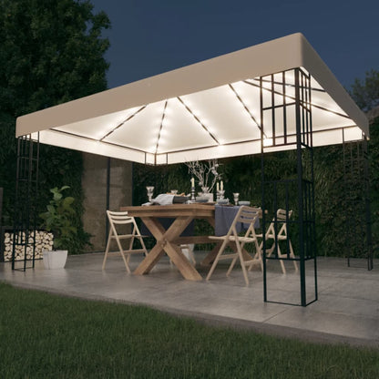 Gazebo con Stringa di Luci LED 3x4 m Crema | homemem39