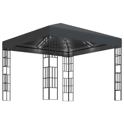 Gazebo con Stringa di Luci LED 3x3 m Antracite | homemem39