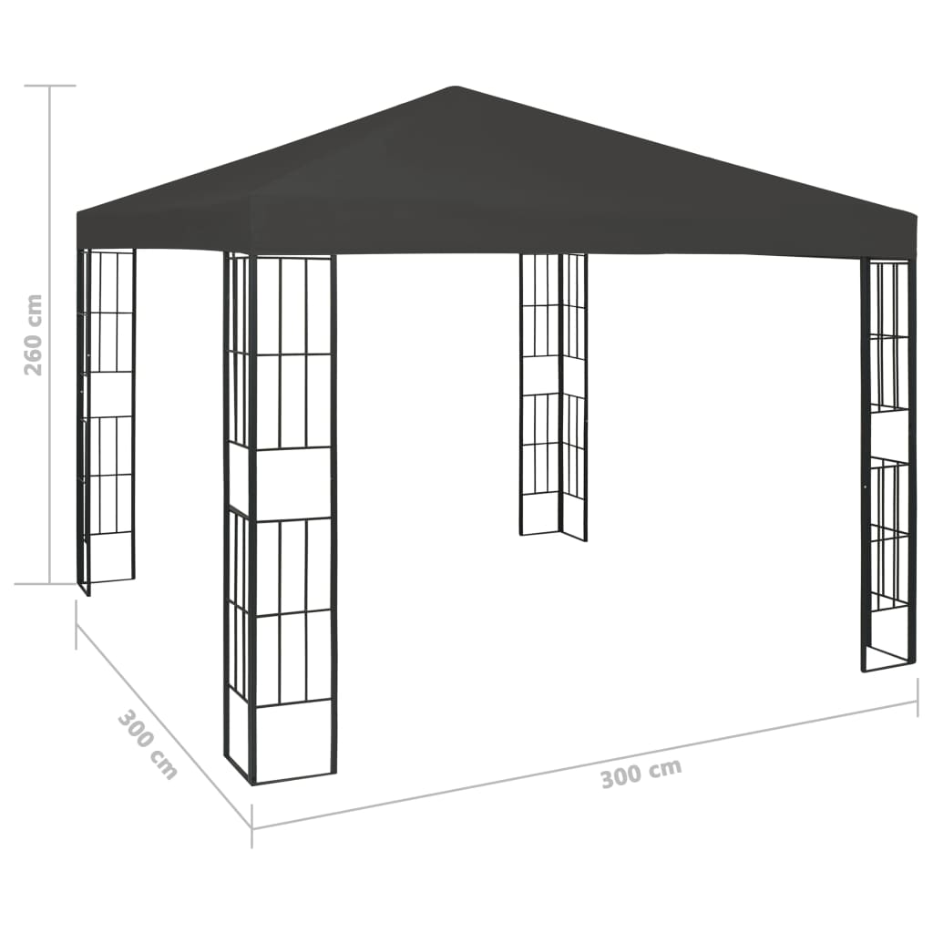 Gazebo con Stringa di Luci LED 3x3 m Antracite | homemem39