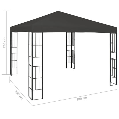 Gazebo con Stringa di Luci LED 3x3 m Antracite | homemem39
