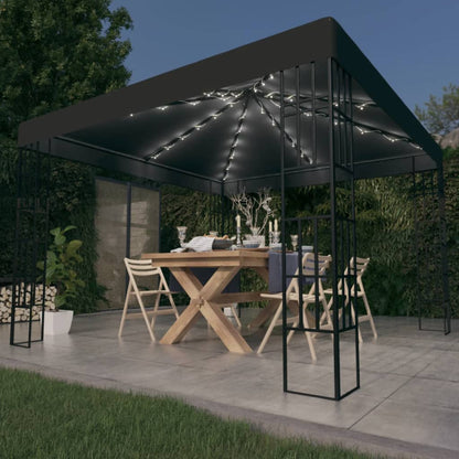 Gazebo con Stringa di Luci LED 3x3 m Antracite | homemem39