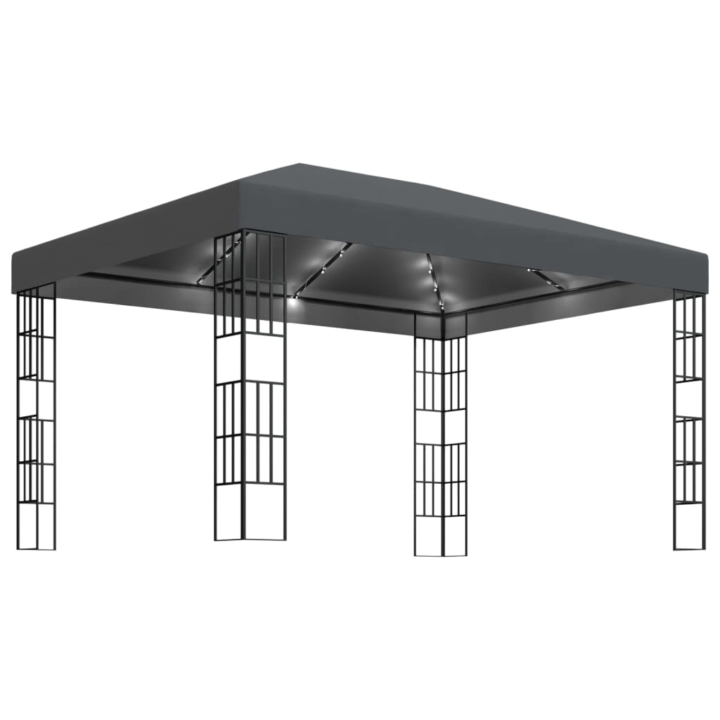 Gazebo con Stringa di Luci LED 3x4 m Antracite | homemem39