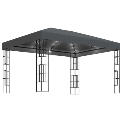 Gazebo con Stringa di Luci LED 3x4 m Antracite | homemem39