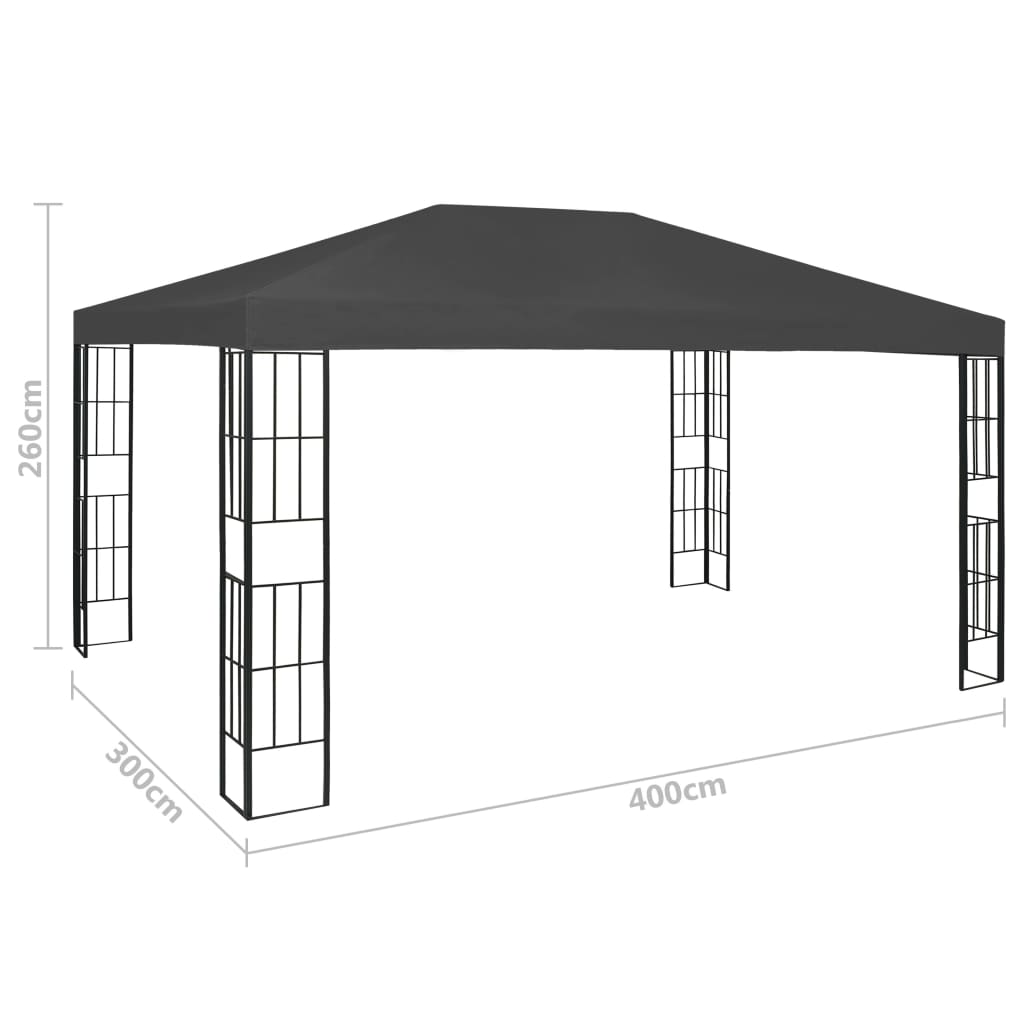 Gazebo con Stringa di Luci LED 3x4 m Antracite | homemem39